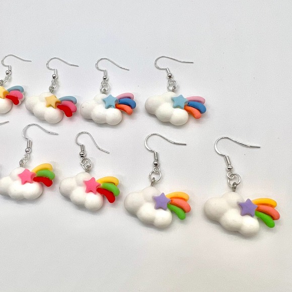 Cloud Earrings - Rainbow Earrings - Rainy Day Earrings - Baby Shower Earrings - Picture 6 of 11